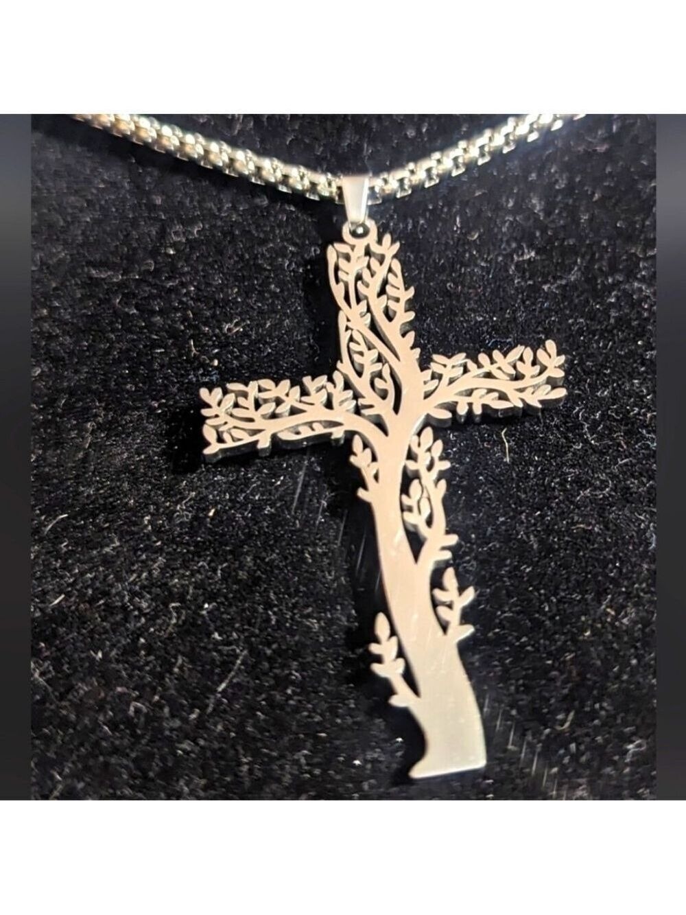 Cross design as Leafing Tree Necklace